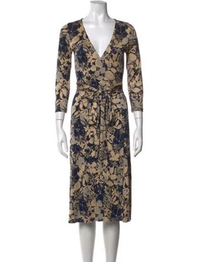 Pre-owned Lk Bennett Silk Midi Length Dress In Neutrals