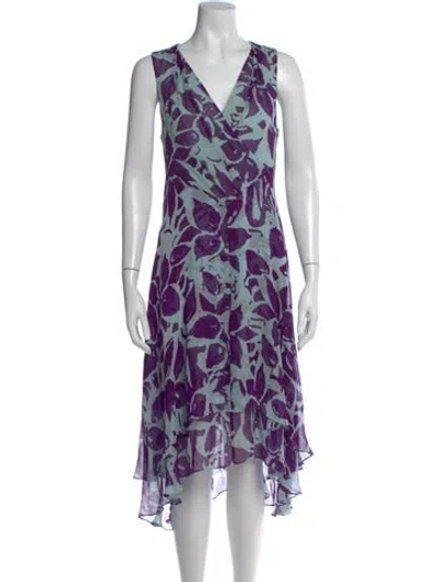 Pre-owned Lk Bennett Silk Midi Length Dress In Purple