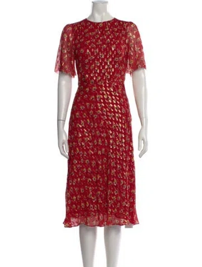 Pre-owned Lk Bennett Silk Midi Length Dress In Red