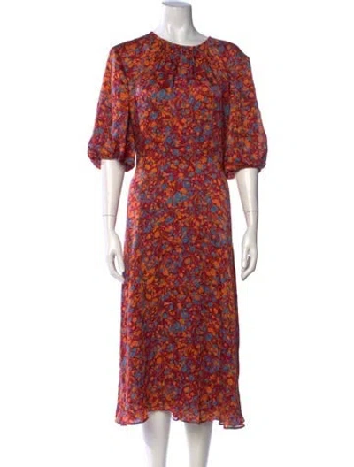 Pre-owned Lk Bennett Silk Midi Length Dress In Red