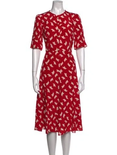 Pre-owned Lk Bennett Silk Midi Length Dress In Red