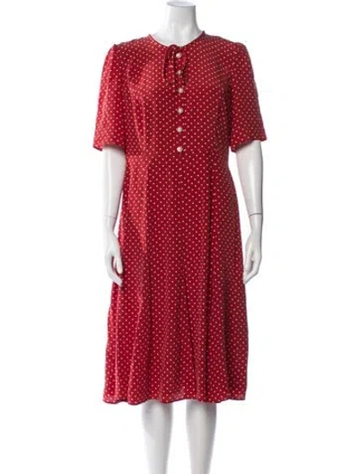 Pre-owned Lk Bennett Silk Midi Length Dress In Red