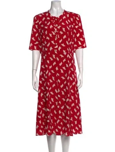 Pre-owned Lk Bennett Silk Midi Length Dress In Red