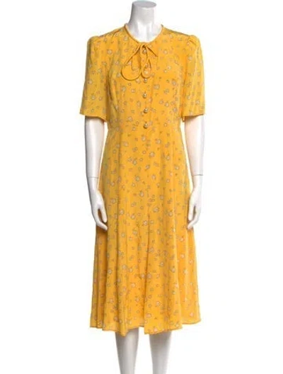 Pre-owned Lk Bennett Silk Midi Length Dress W/ Tags In Yellow
