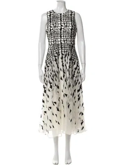 Pre-owned Lk Bennett Silk Midi Length Dress In White