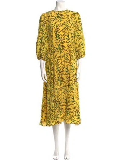 Pre-owned Lk Bennett Silk Midi Length Dress In Yellow