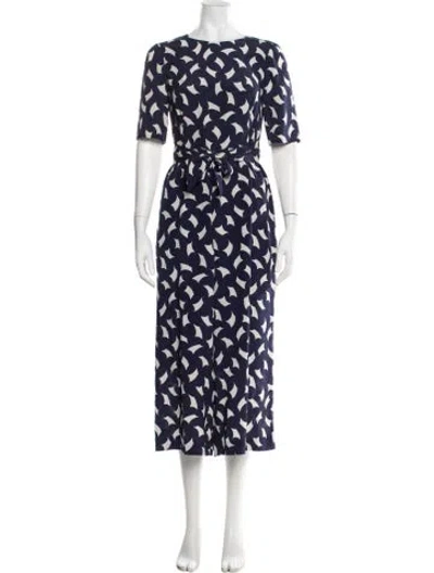 Pre-owned Lk Bennett Silk Printed Romper In Blue