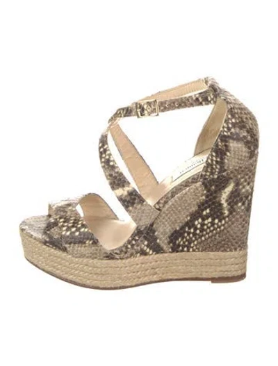 Pre-owned Lk Bennett Snakeskin Animal Print Espadrilles In Neutral