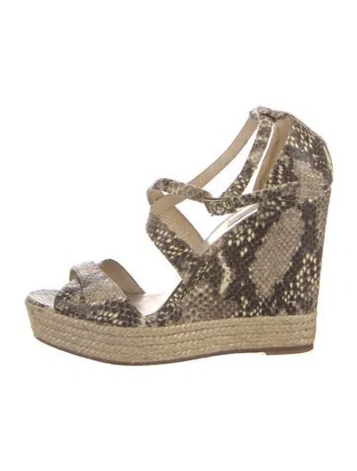 Pre-owned Lk Bennett Snakeskin Animal Print Espadrilles In Neutral