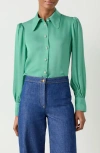 Lk Bennett Sonya Satin Crepe Button-up Shirt In Pale Mint