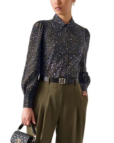 Lk Bennett Sonya Puff Shoulder Silk Shirt In Multi