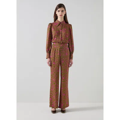 Lk Bennett Sonya Woven Tops In Brown