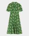 Lk Bennett Womens Sophie Wildflower-print Silk-blend Midi Dress Mul-green In Green