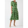 Lk Bennett Womens Sophie Wildflower-print Silk-blend Midi Dress Mul-green In Green