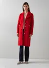 Lk Bennett Spencer Recycled Wool Blend Coat In Red