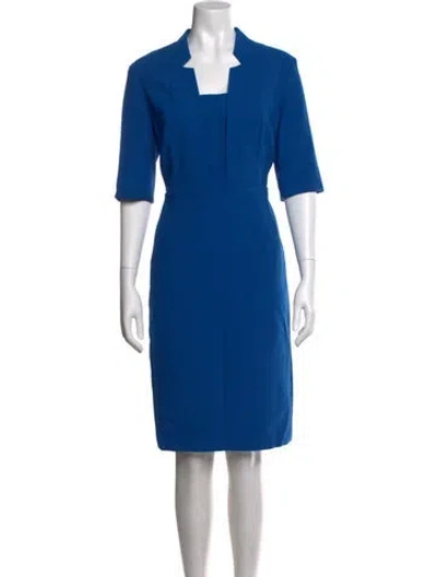 Pre-owned Lk Bennett Square Neckline Knee-length Dress In Blue