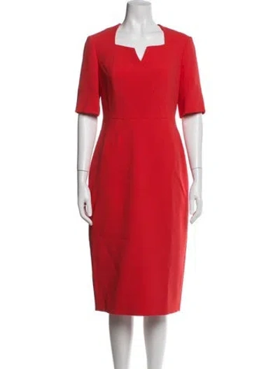 Pre-owned Lk Bennett Square Neckline Knee-length Dress In Orange