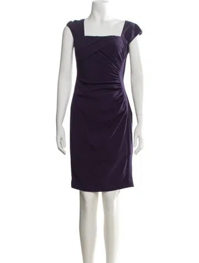 Pre-owned Lk Bennett Square Neckline Knee-length Dress In Purple