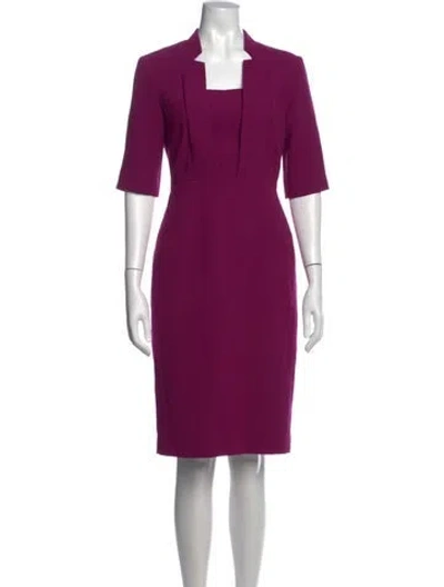 Pre-owned Lk Bennett Square Neckline Knee-length Dress In Purple