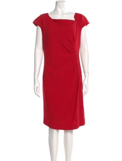 Pre-owned Lk Bennett Square Neckline Knee-length Dress In Red