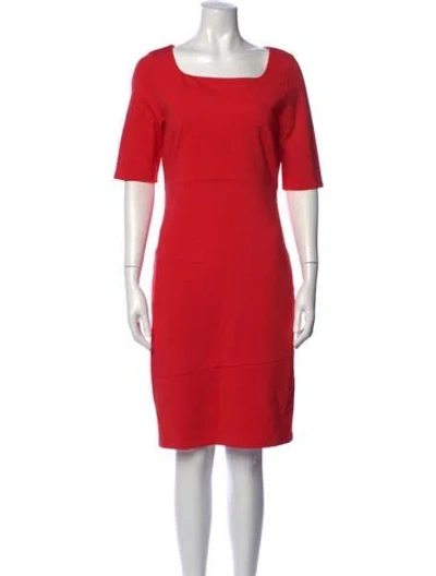 Pre-owned Lk Bennett Square Neckline Knee-length Dress In Red