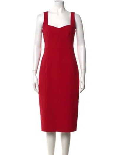 Pre-owned Lk Bennett Square Neckline Knee-length Dress In Red
