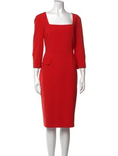 Pre-owned Lk Bennett Square Neckline Knee-length Dress W/ Tags In Red