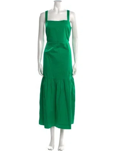 Pre-owned Lk Bennett Square Neckline Long Dress In Green