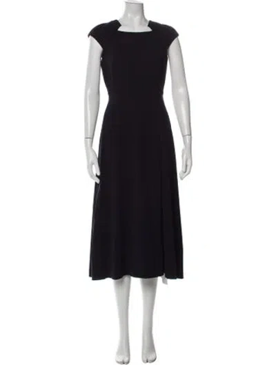 Pre-owned Lk Bennett Square Neckline Midi Length Dress In Black