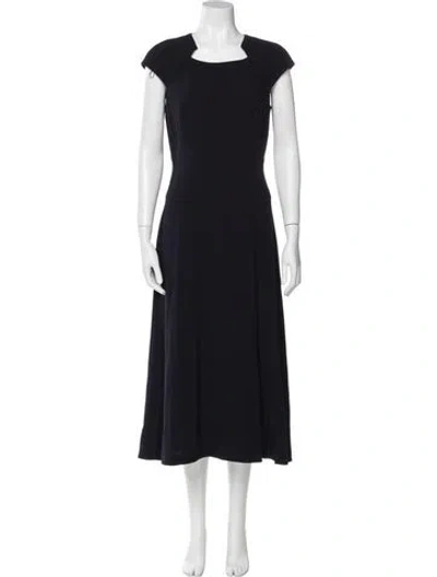 Pre-owned Lk Bennett Square Neckline Midi Length Dress In Blue