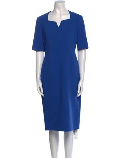 Pre-owned Lk Bennett Square Neckline Midi Length Dress In Blue