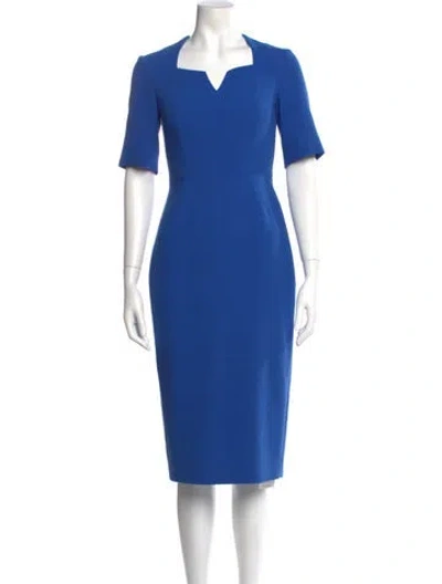 Pre-owned Lk Bennett Square Neckline Midi Length Dress In Blue