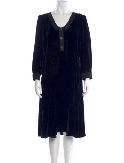 Pre-owned Lk Bennett Square Neckline Midi Length Dress In Blue