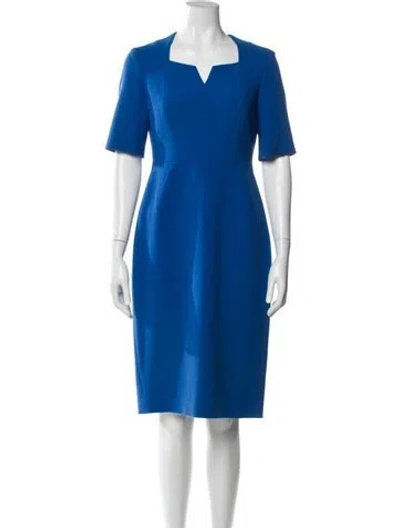 Pre-owned Lk Bennett Square Neckline Midi Length Dress In Blue