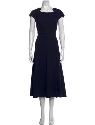 Pre-owned Lk Bennett Square Neckline Midi Length Dress In Blue
