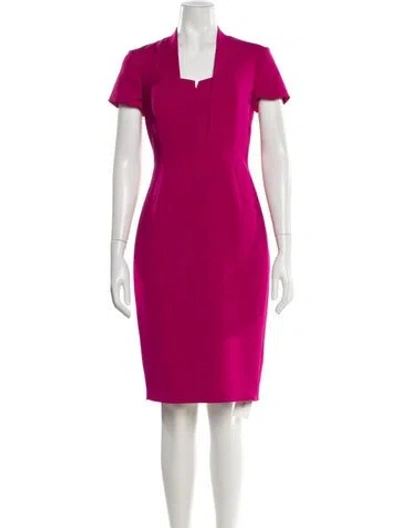 Pre-owned Lk Bennett Square Neckline Midi Length Dress In Pink