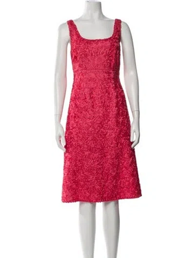 Pre-owned Lk Bennett Square Neckline Midi Length Dress In Pink