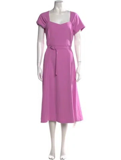 Pre-owned Lk Bennett Square Neckline Midi Length Dress In Pink