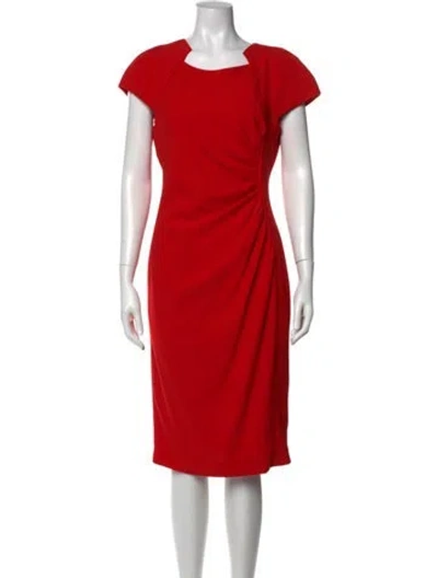 Pre-owned Lk Bennett Square Neckline Midi Length Dress In Red