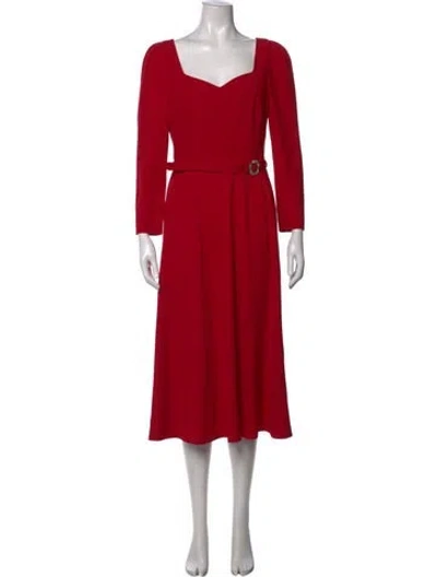 Pre-owned Lk Bennett Square Neckline Midi Length Dress In Red