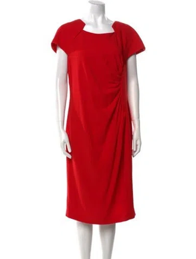 Pre-owned Lk Bennett Square Neckline Midi Length Dress W/ Tags In Red