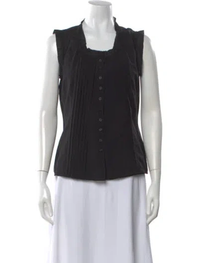 Pre-owned Lk Bennett Square Neckline Sleeveless Blouse In Black