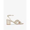 Lk Bennett Womens Gol-gold Stella Woven Metallic-leather Heeled Sandals In Gol-gold