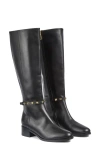 Lk Bennett Stevie Stud Detail Knee High Boot In Black