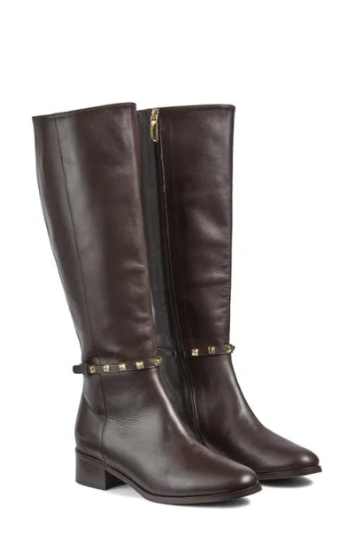 Lk Bennett Stevie Stud Detail Knee High Boot In Brown