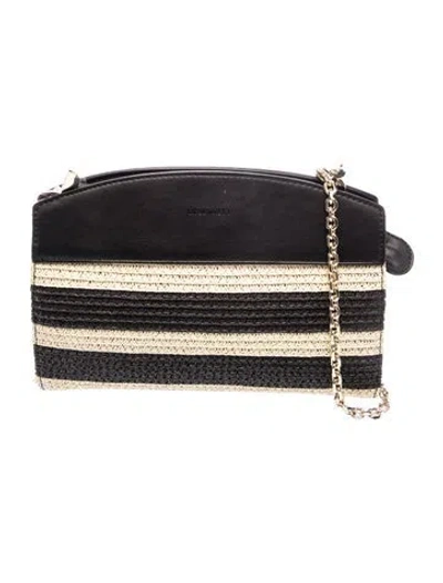 Pre-owned Lk Bennett Straw Shoulder Bag In Black