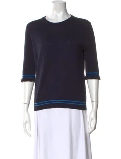 Pre-owned Lk Bennett Striped Crew Neck Sweater In Blue