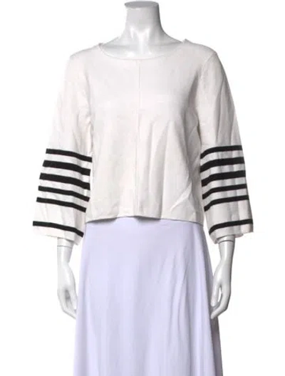 Pre-owned Lk Bennett Striped Crew Neck Sweater In White