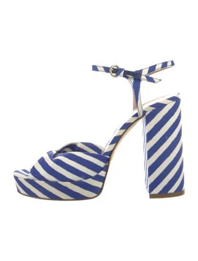 Pre-owned Lk Bennett Striped D'orsay Pumps In Blue