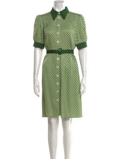 Pre-owned Lk Bennett Striped Knee-length Dress In Green